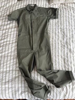Alex Mill Olive Green Short Sleeve Utility Jumpsuit Small